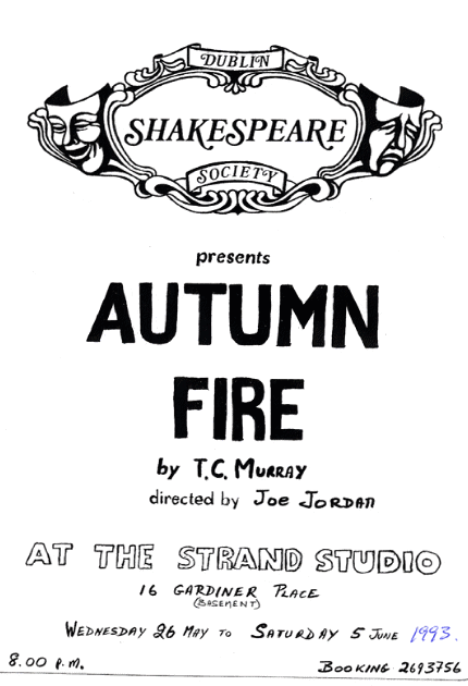 Programme details from the 1993 performance of Autumn Fire