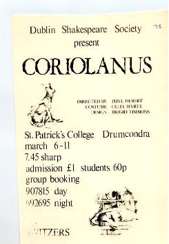Programme cover from the 1978 performance of Coriolanus