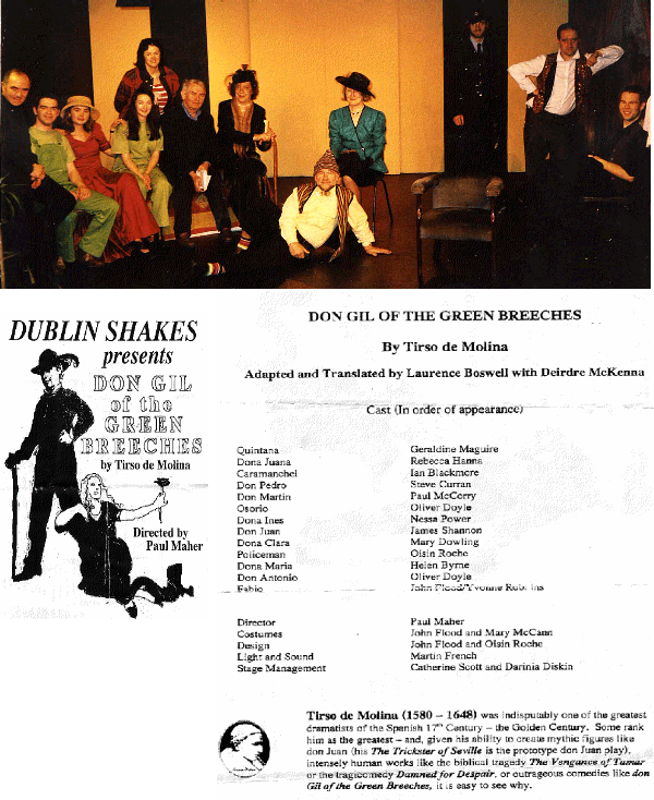 Programme details from the 2001 performance of Don Gil of the Green Breeches