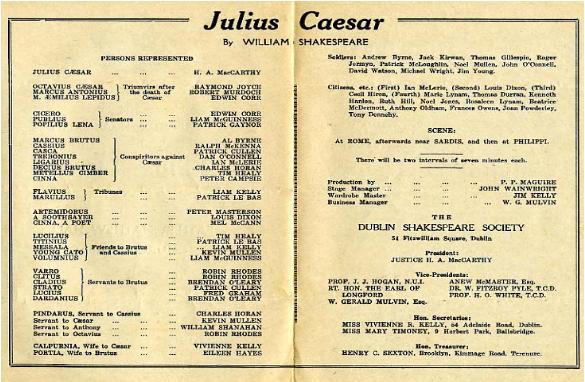 Programme cover from the 1953 performance of Julius Caesar