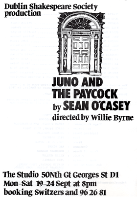 Programme cover from the 1983 performance of Juno and the Paycock.