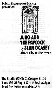 Programme cover for the 1984 performance of Juno and the Paycock