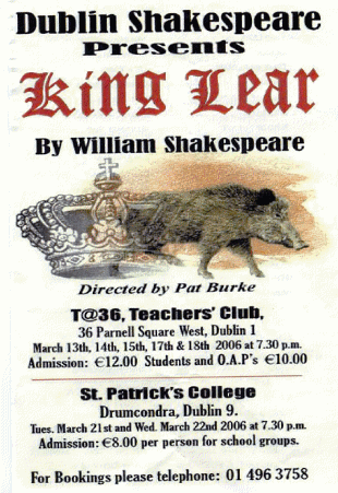 Programme details from the 2007 performance of King Lear