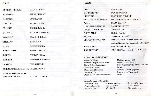Cast members from the 1993 performance of merchant of venice