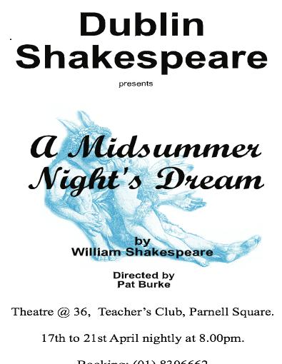 Programme details from the 2007 performance of A Midsummer Night's Dream