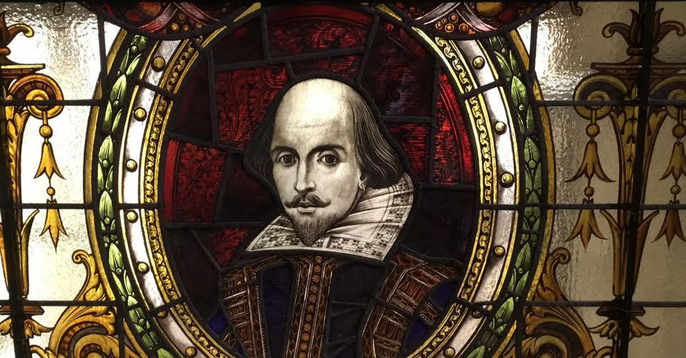 Portrait of William Shakespeare in Stained Glass Window