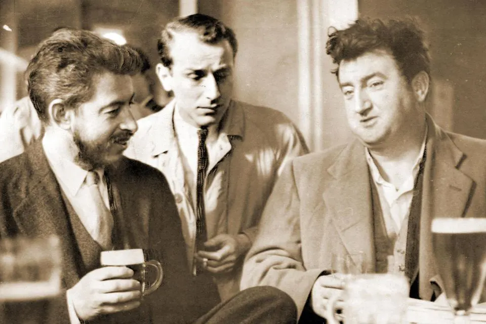 JP Donleavy, left,director Philip Wiseman, centre, with Brendan Behan in Dublin in 1959.